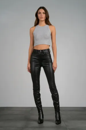 Elan Kyla Black Faux Leather Straight Leg Pants