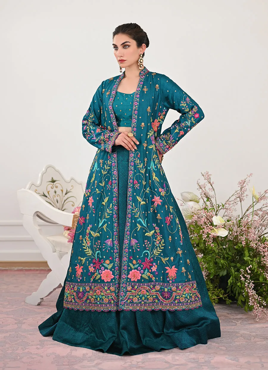 Elara Single Dhaagha Jacket With Block Printed Lehnga