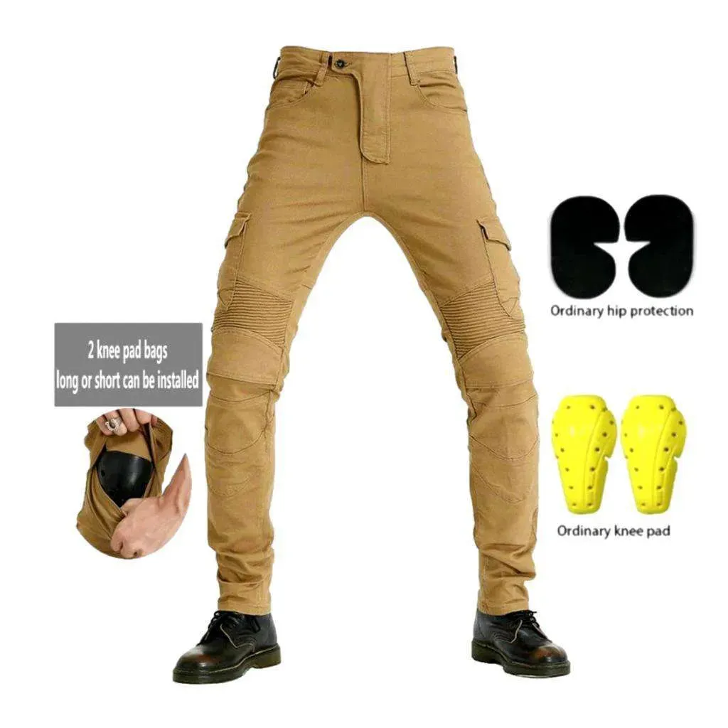 Elastic cargo men's biker jeans