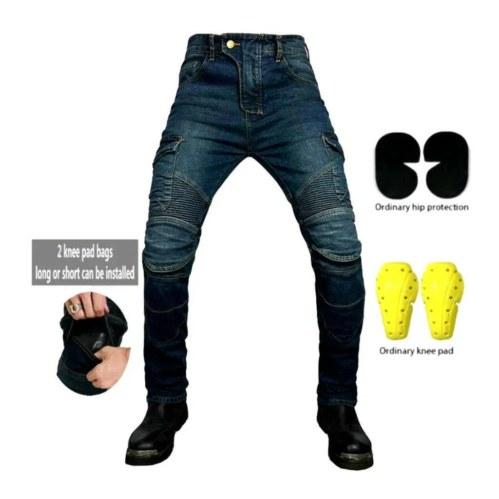 Elastic cargo men's biker jeans