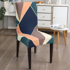 Elastic Stretchable Dining Chair Cover, Green Peach Abstarct