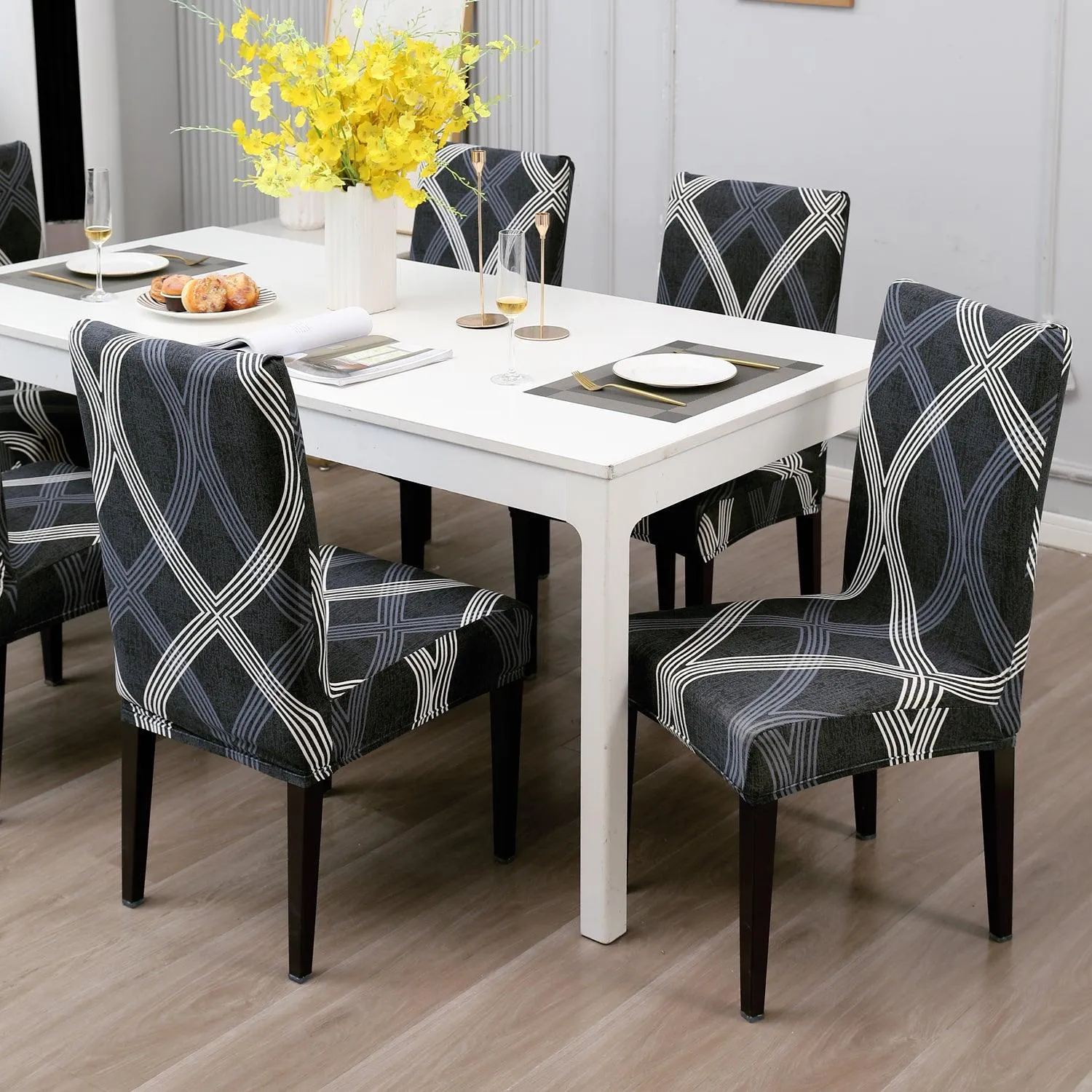 Elastic Stretchable Dining Chair Cover, Shadow Grey