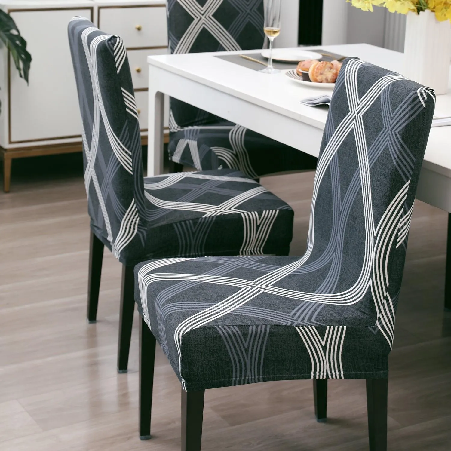 Elastic Stretchable Dining Chair Cover, Shadow Grey