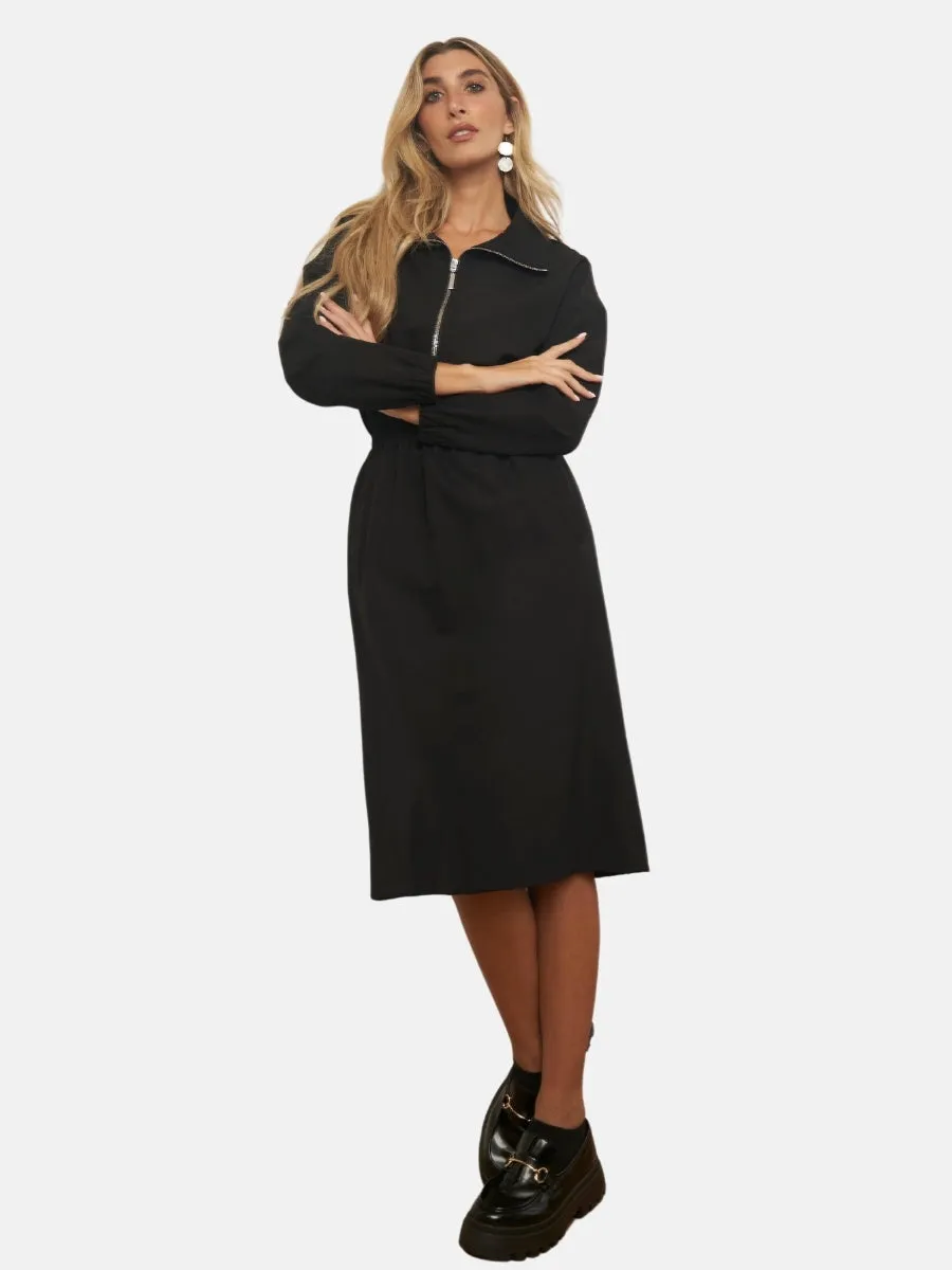 Elastic Waist Midi Dress