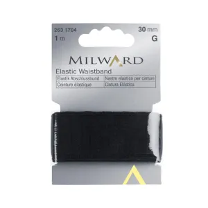 Elastic Waistband: 1m x 30mm - BLACK