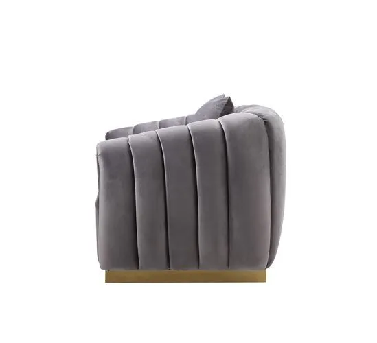 Elchanon - Chair - Gray Velvet & Gold Finish - 30"