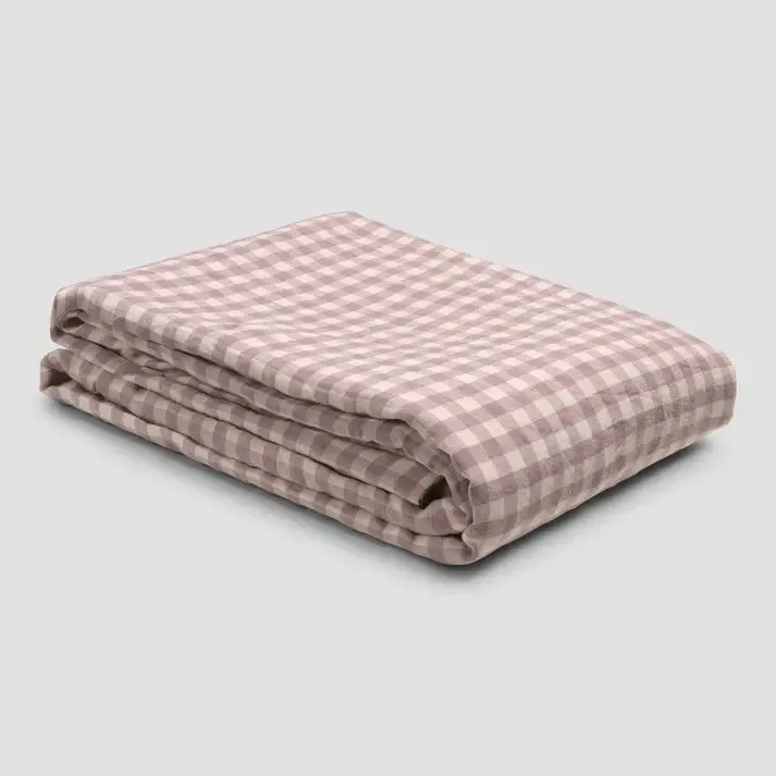 Elderberry Gingham Linen & Cotton Blend Duvet Cover