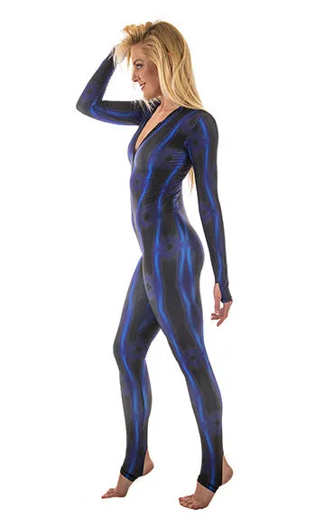 Electric Blue Wave - Front Zippered Diveskin