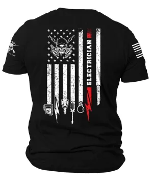 Electrician Tools Patriotic American Flag T-Shirt | Electrician T-shirt |  USA Flag Electrician | Electrician Short-Sleeve Unisex T-shirt