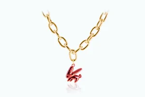 Electro Bunny Necklace (XL) Gold Sunkiss Red