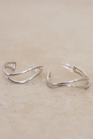 Elegance Double Hoop Earrings - Silver