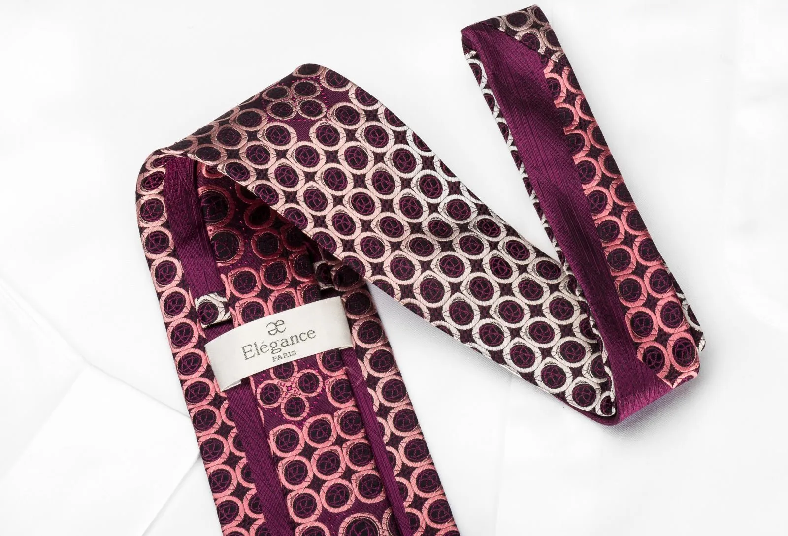 Elegance Rhinestone Silk Necktie Circles On Purple With Purple Sparkles