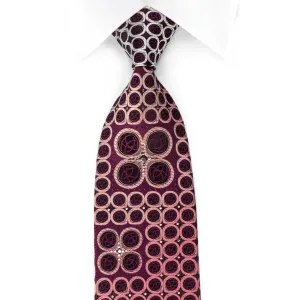 Elegance Rhinestone Silk Necktie Circles On Purple With Purple Sparkles