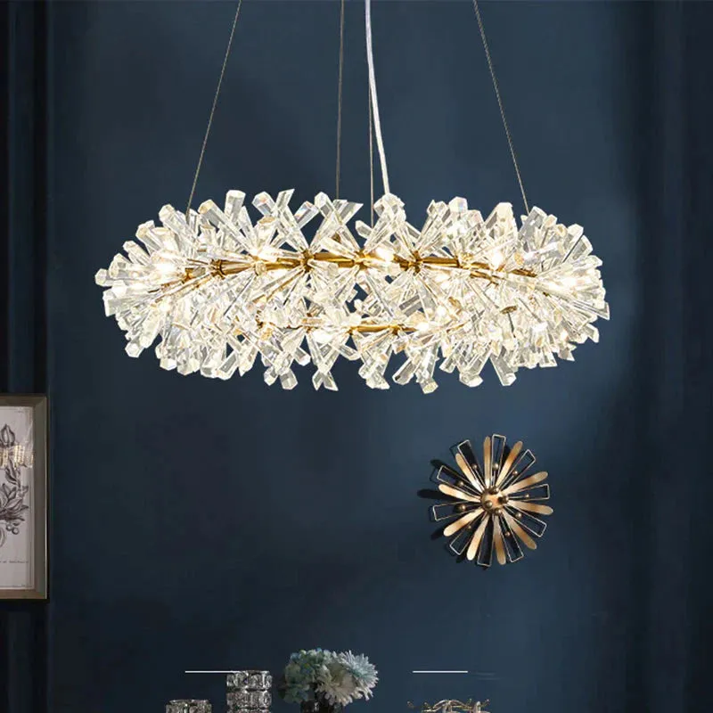 Elegant 18-Head Crystal Pendant Light Chandelier - Traditional Style, Clear Faceted Crystals lighting