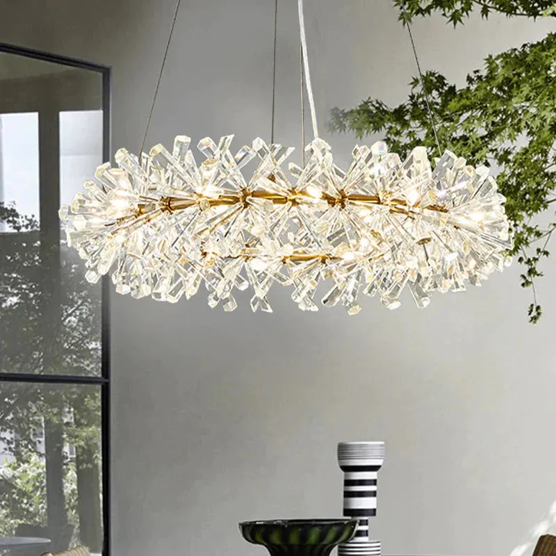 Elegant 18-Head Crystal Pendant Light Chandelier - Traditional Style, Clear Faceted Crystals lighting