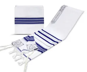 Elegant Acrylic Tallit Set - Blue / Silver