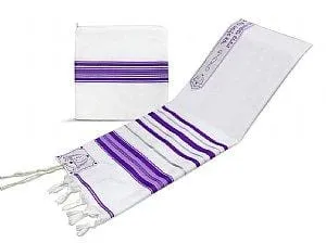 Elegant Acrylic Tallit Set - Purple / Silver