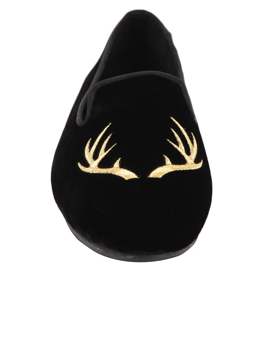 Elegant Antler Velvet Slipper