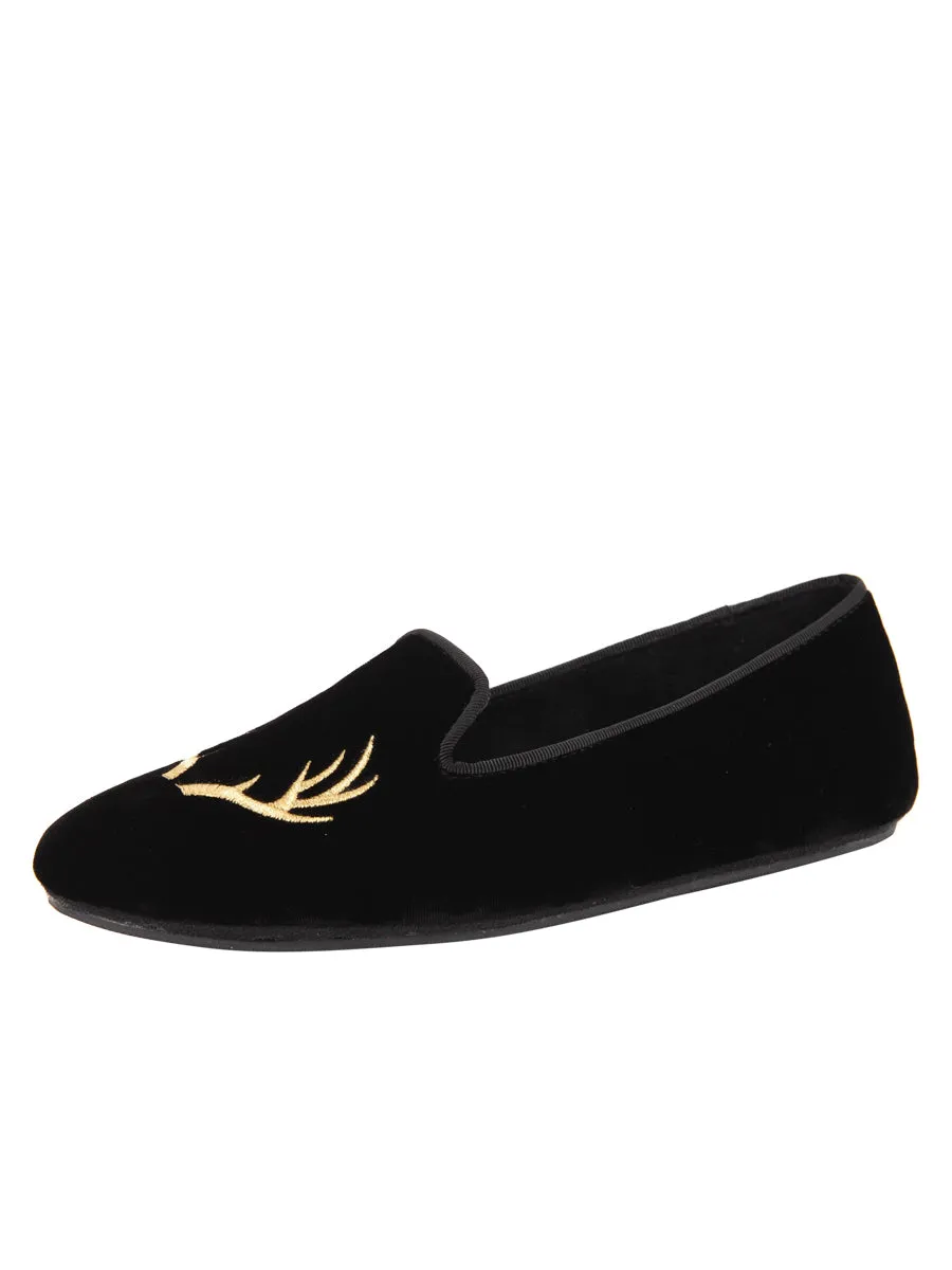 Elegant Antler Velvet Slipper