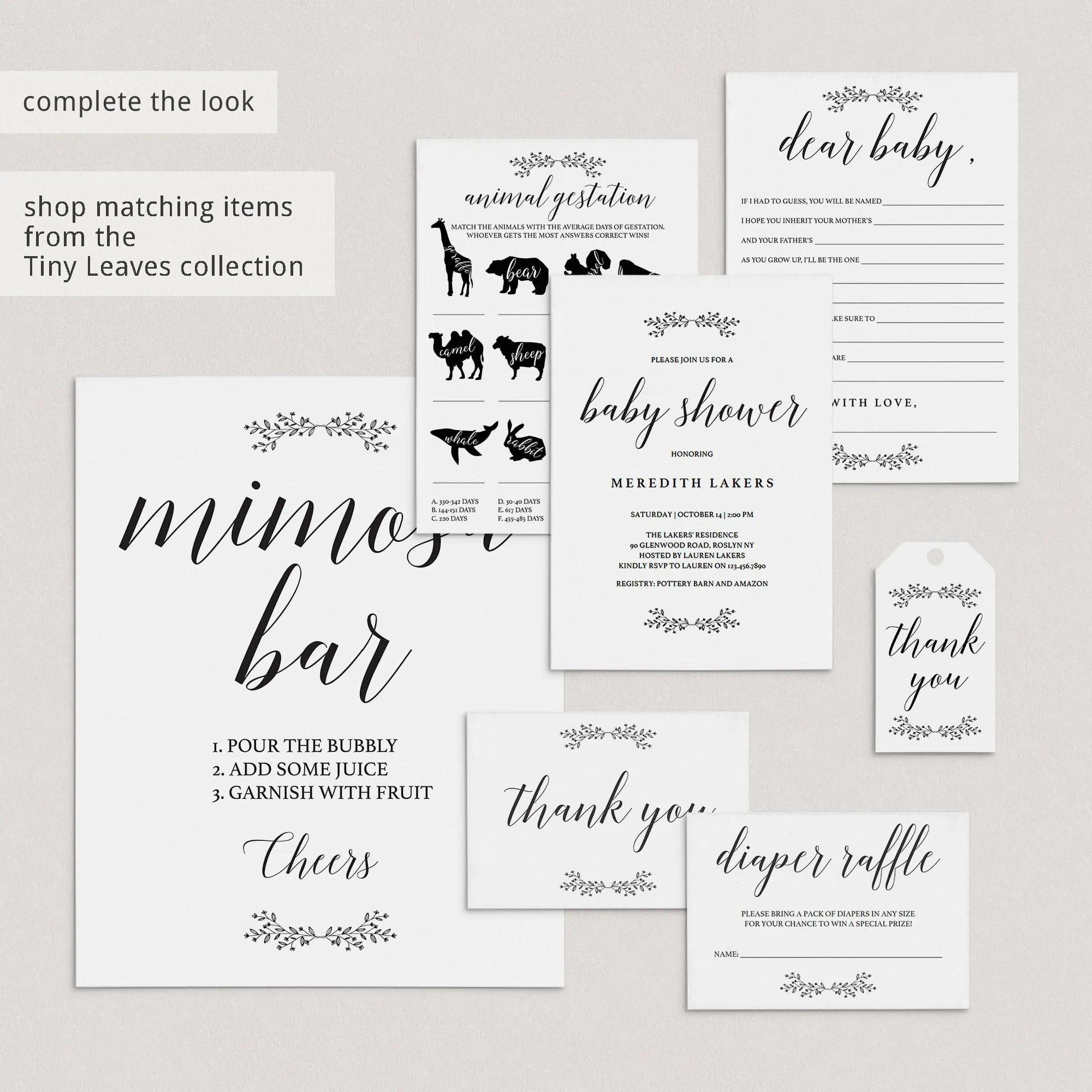 Elegant Baby Shower Signs Bundle Download