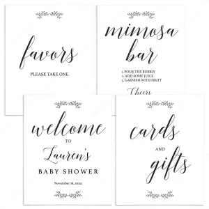 Elegant Baby Shower Signs Bundle Download