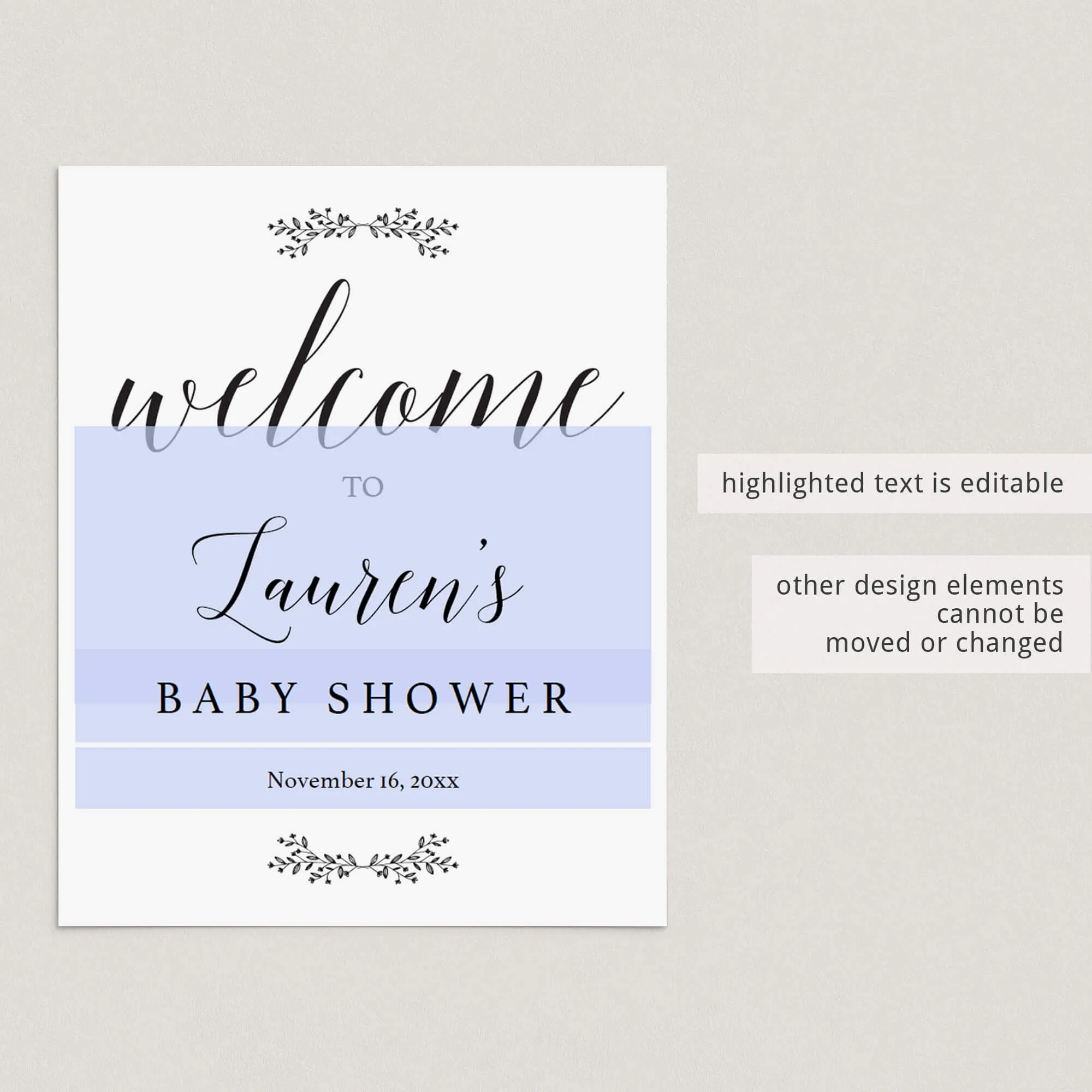 Elegant Baby Shower Signs Bundle Download