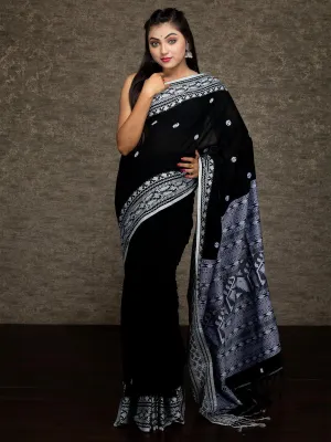 Elegant Black Handwoven Cotton Saree