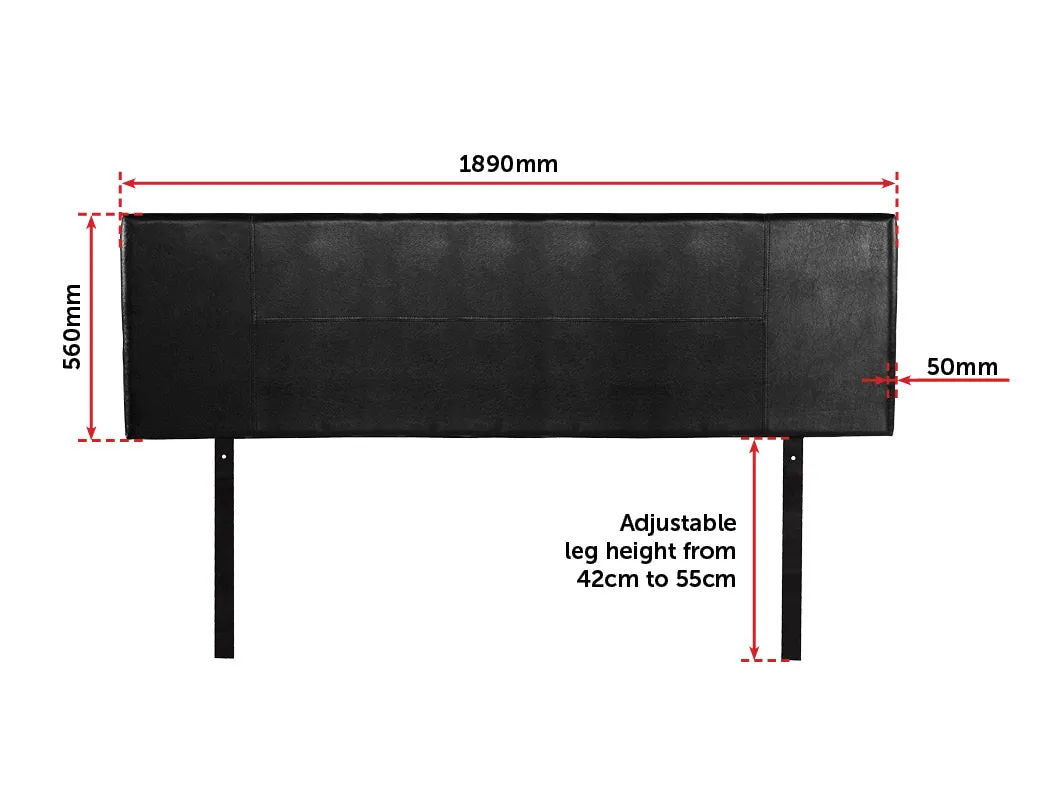 Elegant Black PU Leather King Headboard - Adjustable Height