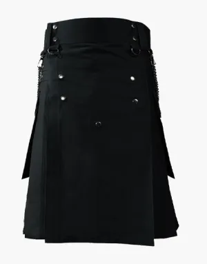 Elegant black utility kilt with a sophisticated design