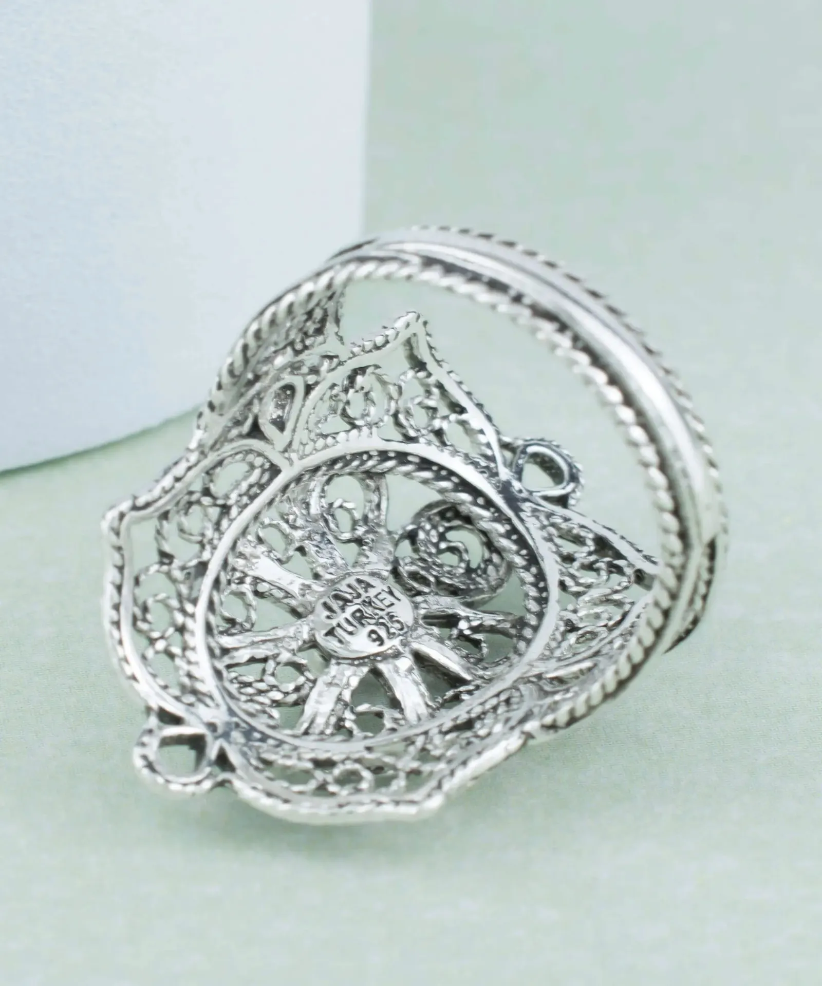 Elegant Blossom: Filigree Art Flower Women's Silver Statement Ring