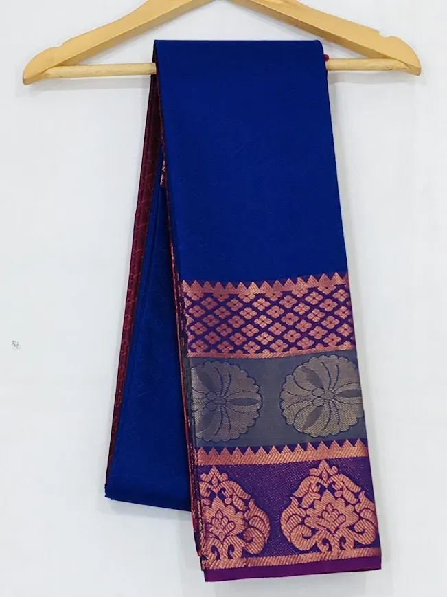 Elegant Blue Color Art Silk With Contrast Border Unique Design Saree For Women