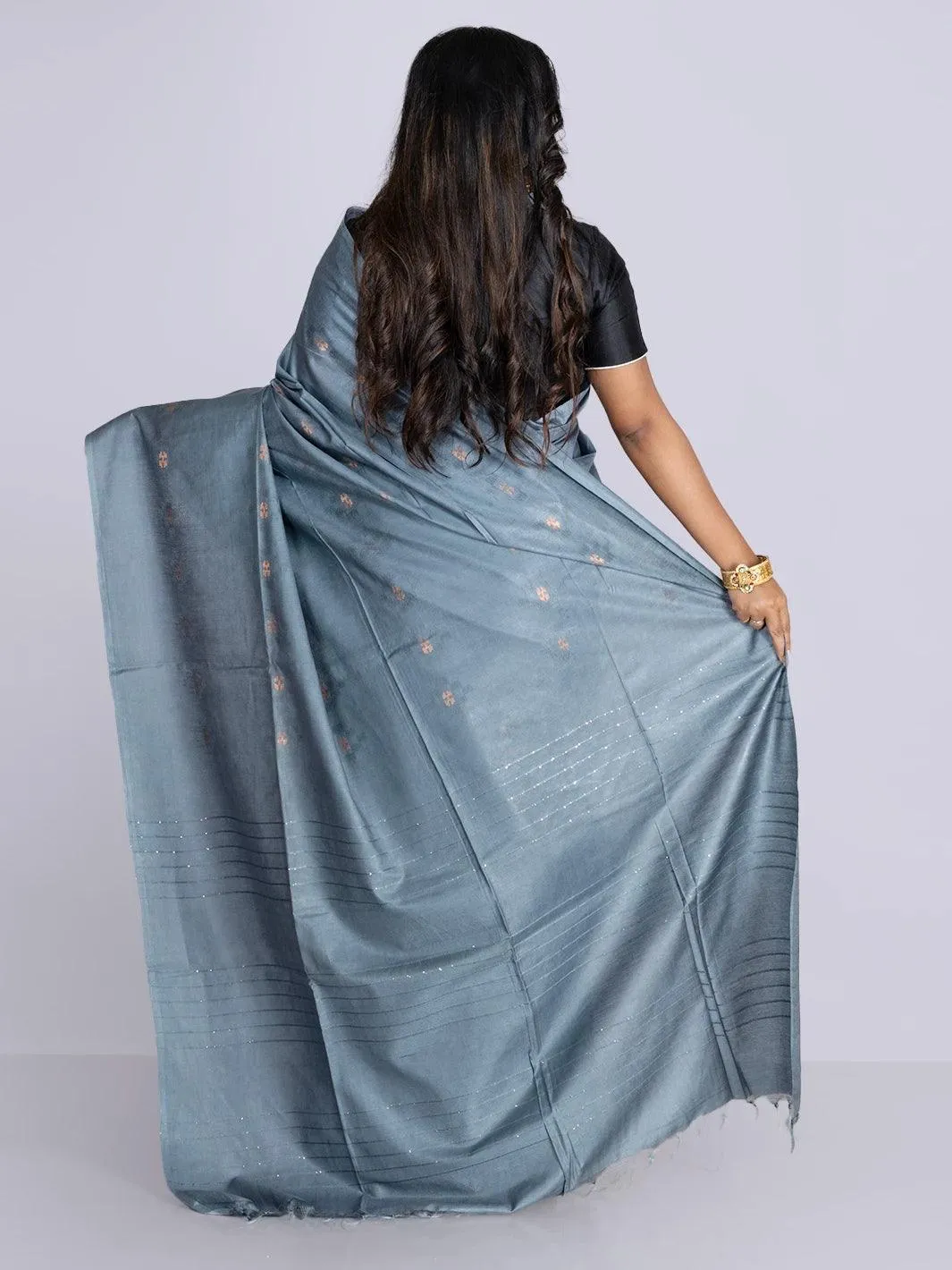 Elegant Blue Gray Woven BhagalPuri Silk Saree