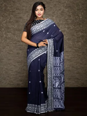 Elegant Blue Handwoven Cotton Saree