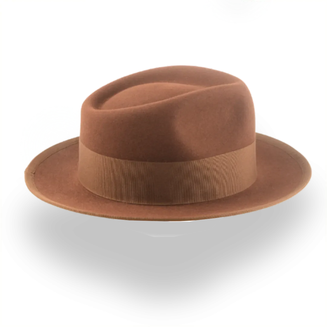 Elegant Brown Men's Fedora Hat with Teardrop Crown | The Knight