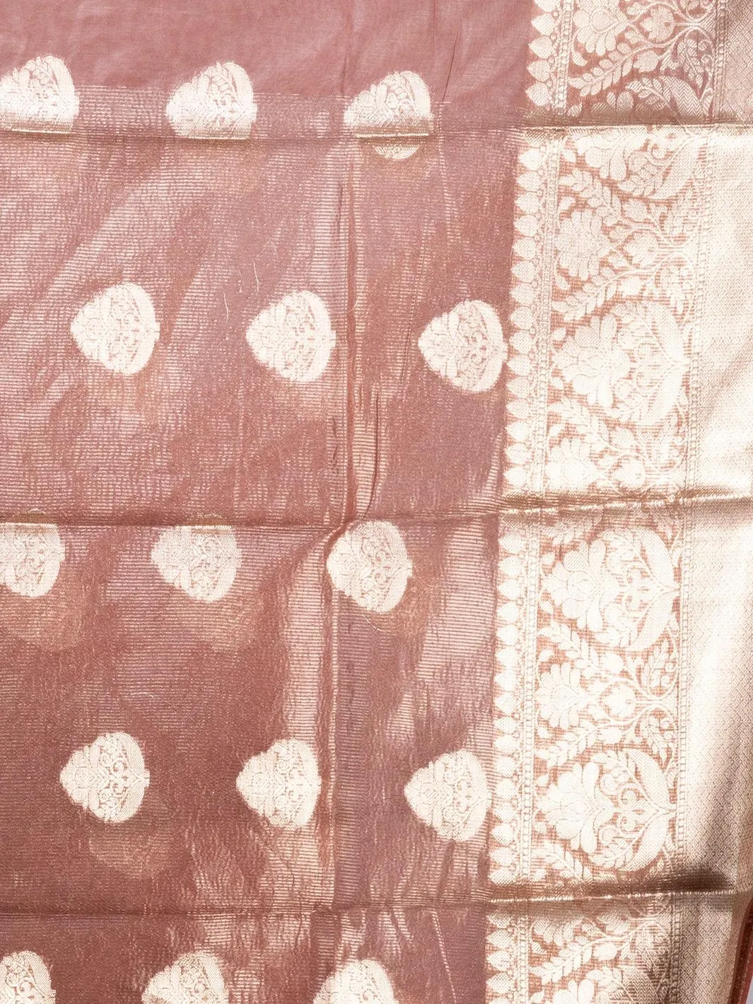 Elegant Brown Par Anchal Buti Linen Silk Saree