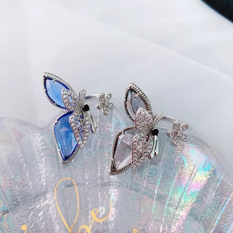 Elegant Butterfly Open Ring Statement Jewelry