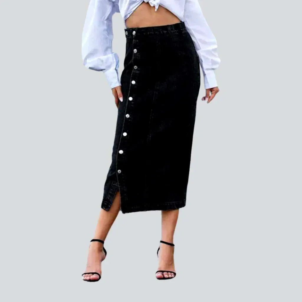 Elegant buttoned women's deniim skirt