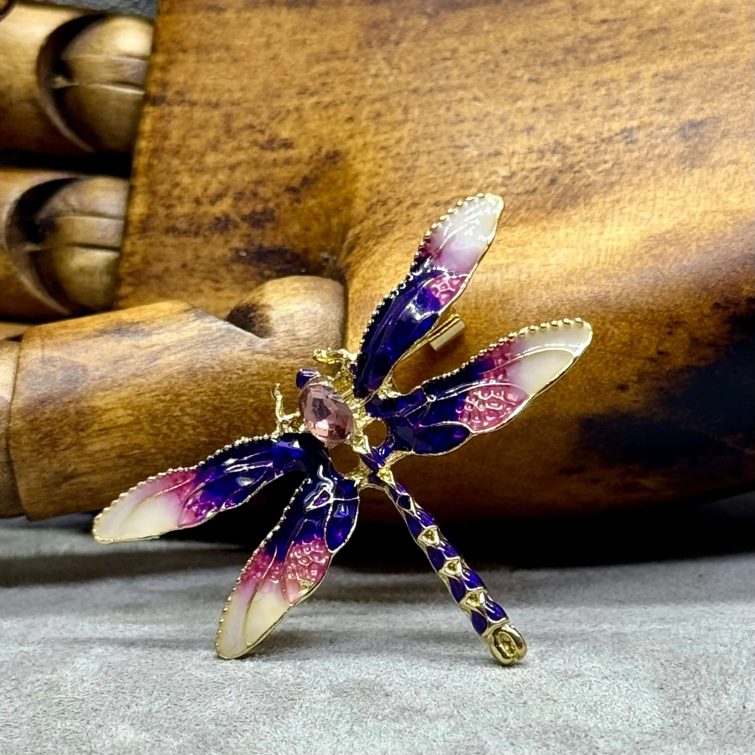 Elegant Coloured Enamel Dragonfly Brooch