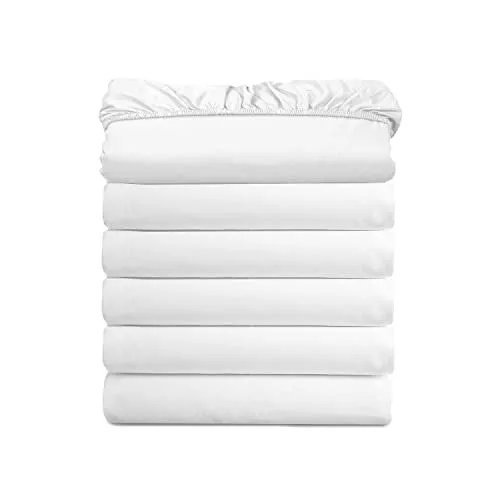 Elegant Comfort (6-Pack) Luxury Fitted Sheets! Premium Hotel Quality Wrinkle-Free 1500 Thread Count Egyptian Quality 6-Pack Fitted Sheet with Storage Pockets on Sides, California King Size, White