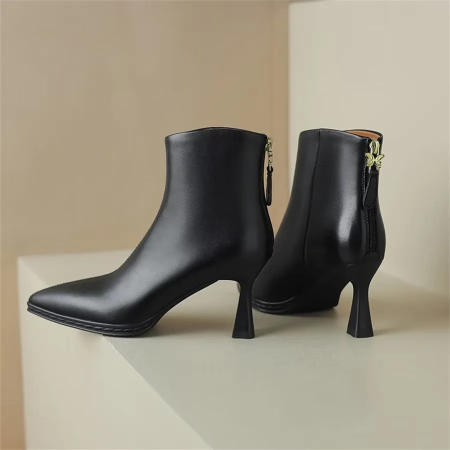 Elegant Cow Leather Pointed High-Heel Boots