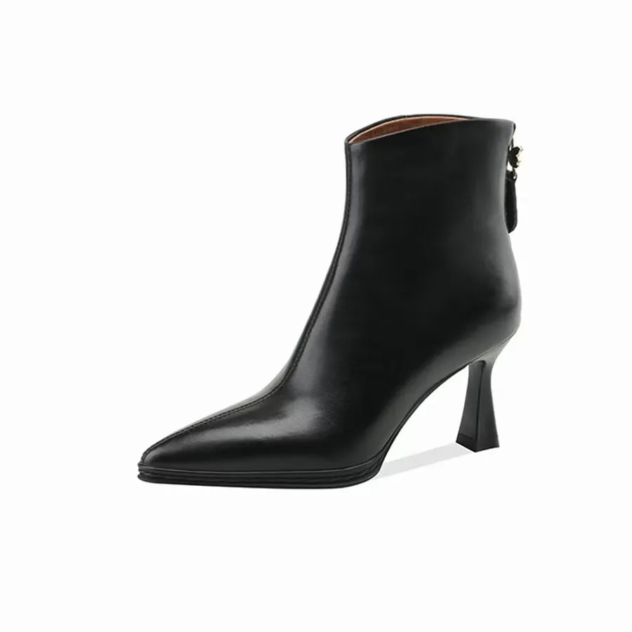 Elegant Cow Leather Pointed High-Heel Boots