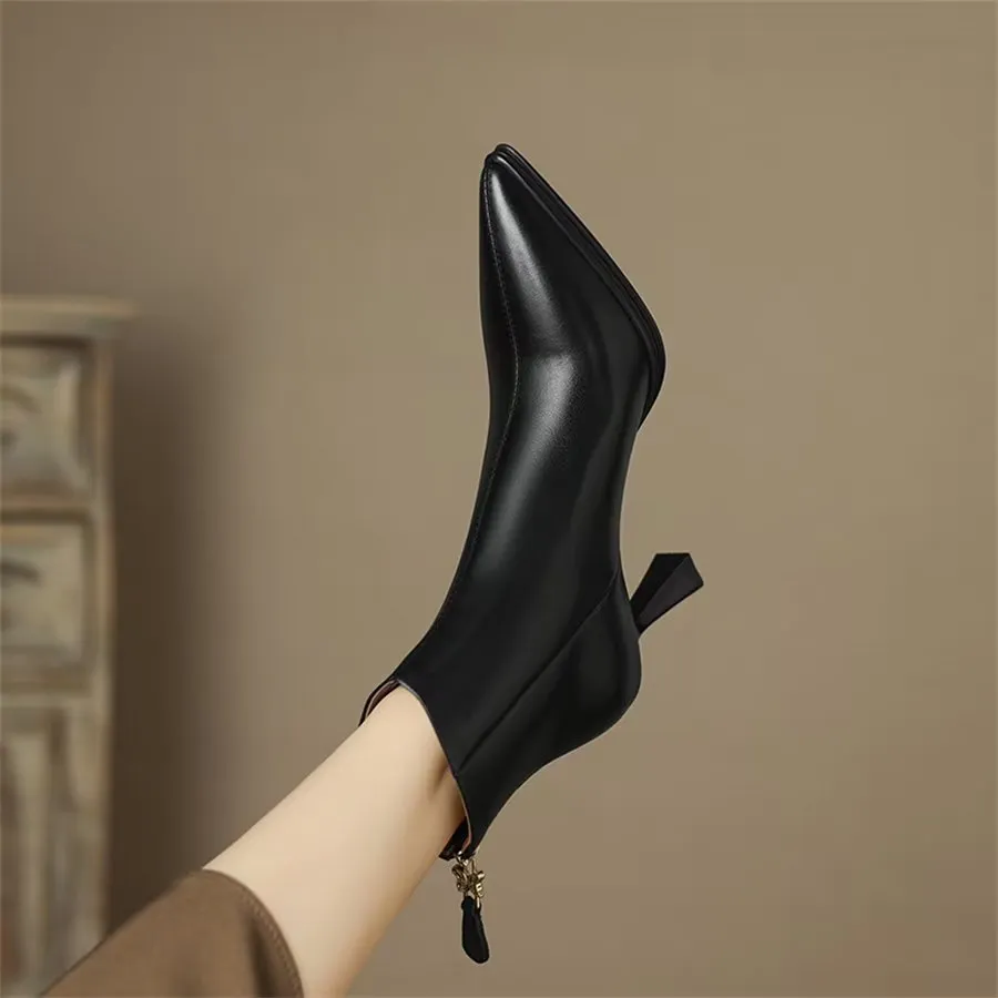 Elegant Cow Leather Pointed High-Heel Boots