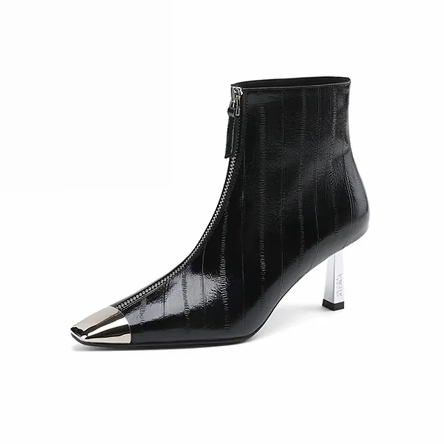 Elegant Cow Leather Pointed Toe High Heel Boots