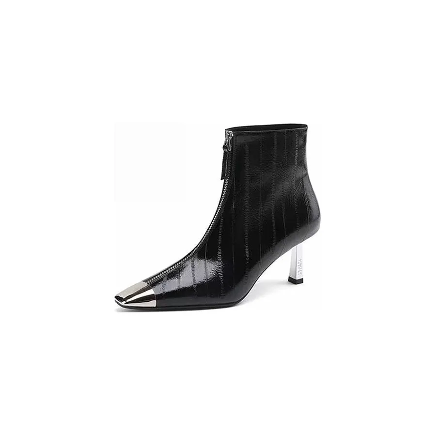 Elegant Cow Leather Pointed Toe High Heel Boots