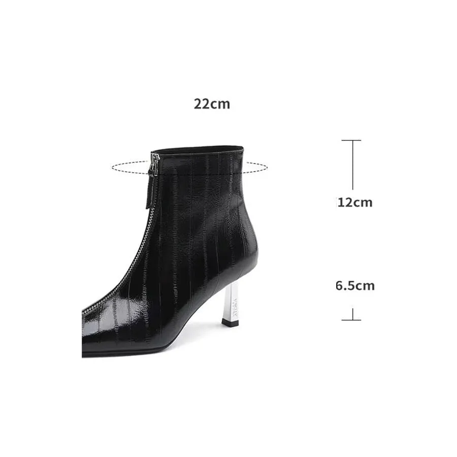 Elegant Cow Leather Pointed Toe High Heel Boots