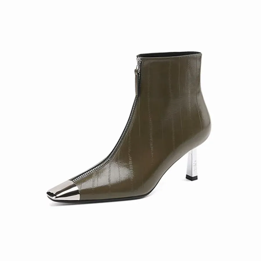 Elegant Cow Leather Pointed Toe High Heel Boots