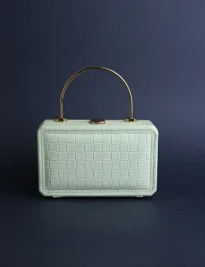 Elegant Croc-Embossed Clutch Pistachio