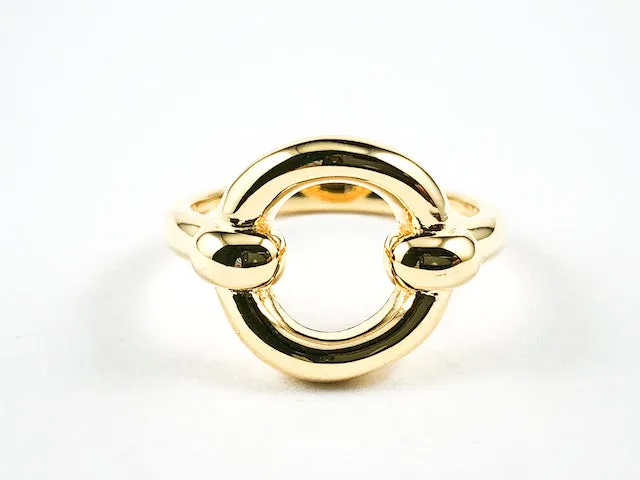 Elegant Cute Center Open Circle Shiny Metallic Gold Tone Silver Ring