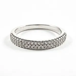 Elegant Dainty 2 Row CZ Silver Ring