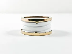 Elegant Dainty White Enamel Wheel Design Steel Ring